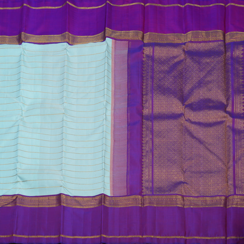 Hayagrivas Handloom Powder Blue Kanjivaram Silk Saree with Purple Border KBE1099I4-1