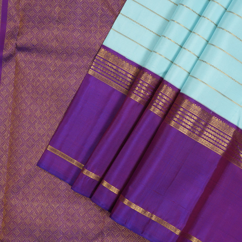 Hayagrivas Handloom Powder Blue Kanjivaram Silk Saree with Purple Border KBE1099I4-1