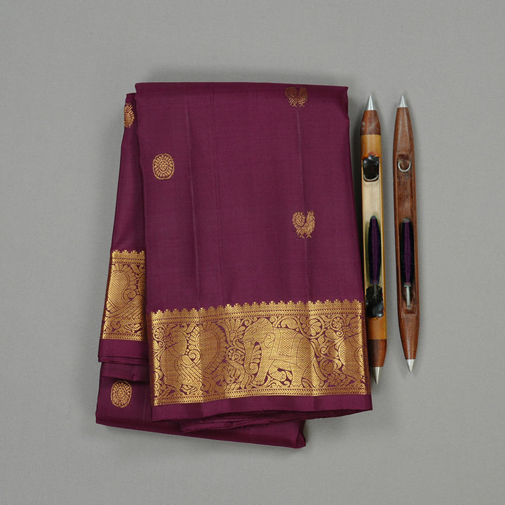 Hayagrivas Handloom Kanjivaram Purple Silk Saree KBE109D11-2