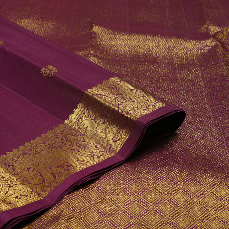 Hayagrivas Handloom Kanjivaram Purple Silk Saree KBE109D11-2