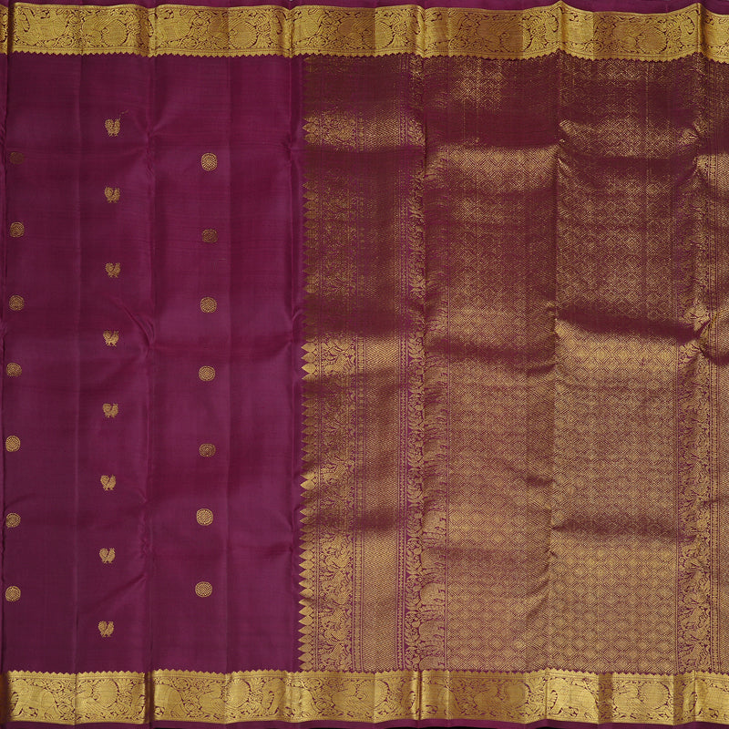 Hayagrivas Handloom Kanjivaram Purple Silk Saree KBE109D11-2