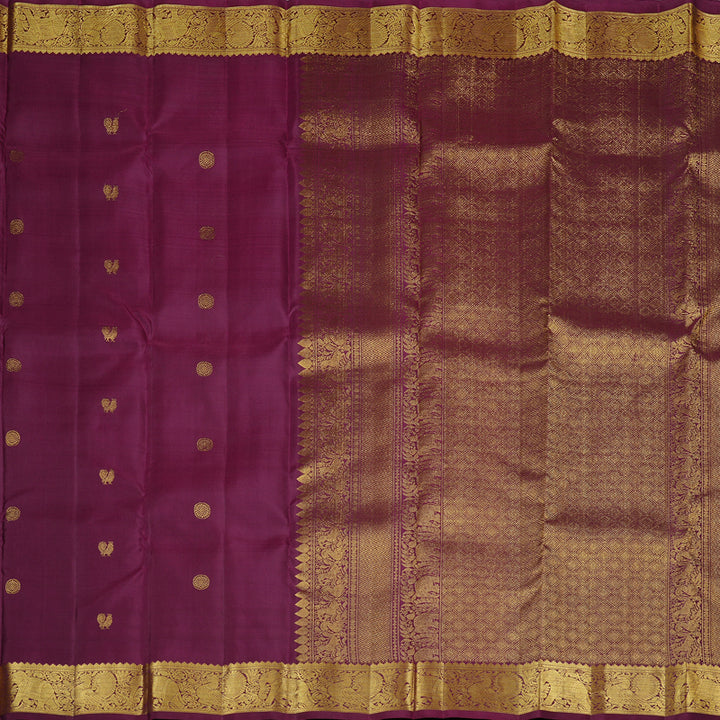 Hayagrivas Handloom Kanjivaram Purple Silk Saree KBE109D11-2