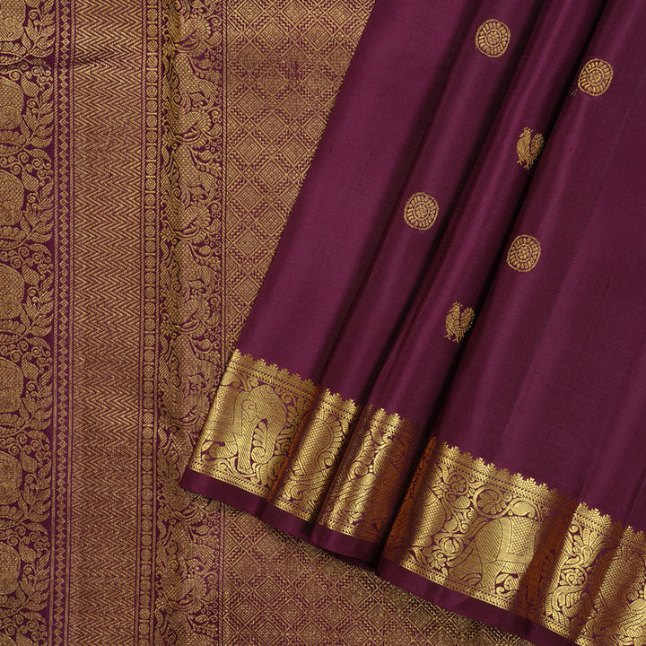 Hayagrivas Handloom Kanjivaram Purple Silk Saree KBE109D11-2