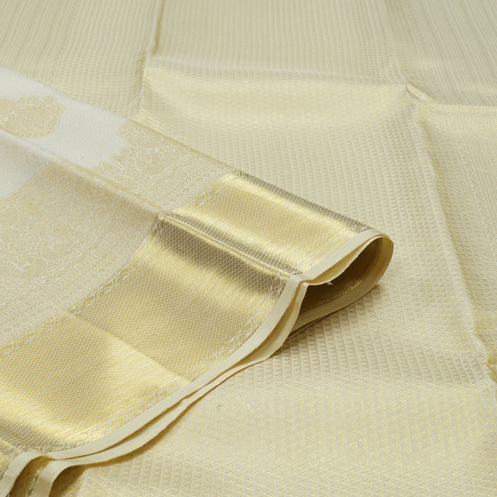 Hayagrivas Handloom Milk-White Kanjivaram Silk Saree KBE109D26-1