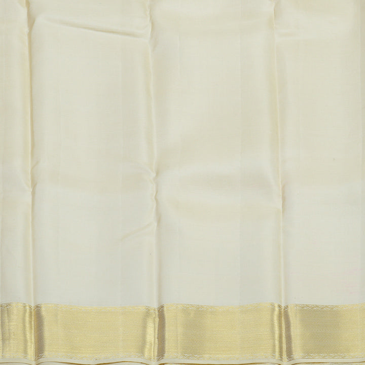 Hayagrivas Handloom Milk-White Kanjivaram Silk Saree KBE109D26-1