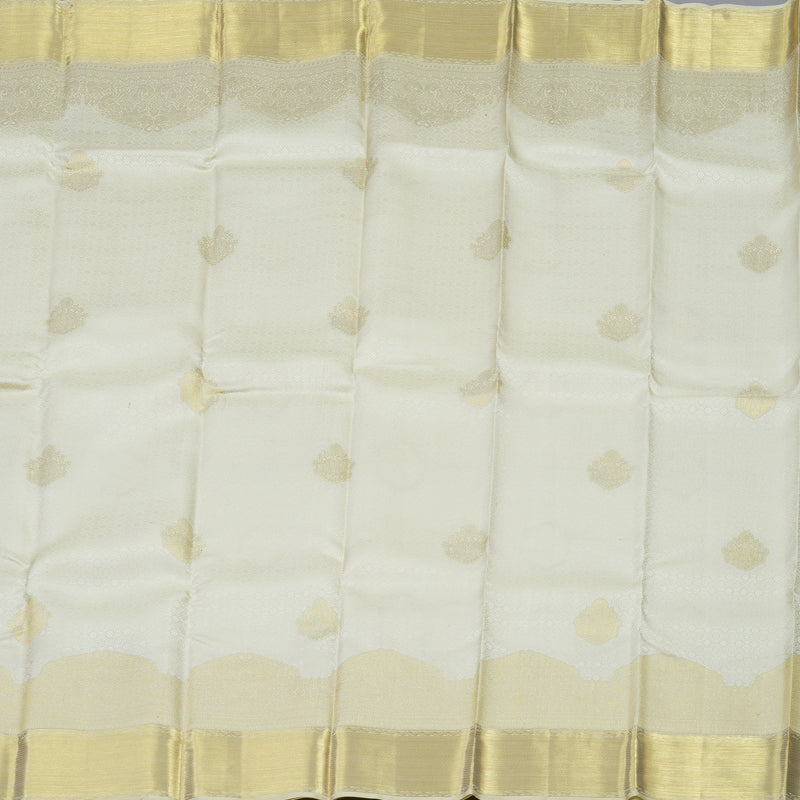 Hayagrivas Handloom Milk-White Kanjivaram Silk Saree KBE109D26-1