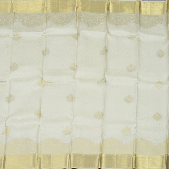 Hayagrivas Handloom Milk-White Kanjivaram Silk Saree KBE109D26-1