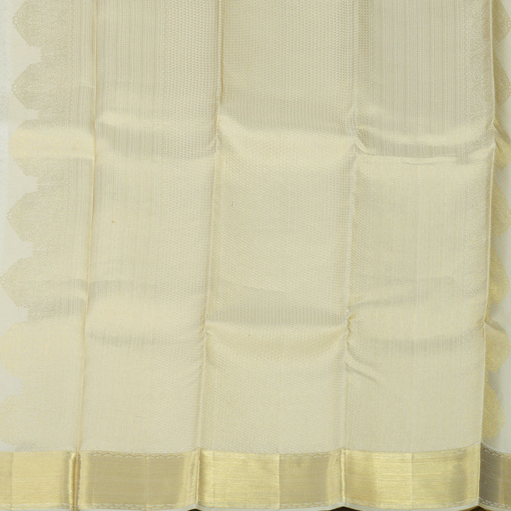Hayagrivas Handloom Milk-White Kanjivaram Silk Saree KBE109D26-1