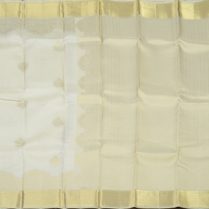 Hayagrivas Handloom Milk-White Kanjivaram Silk Saree KBE109D26-1