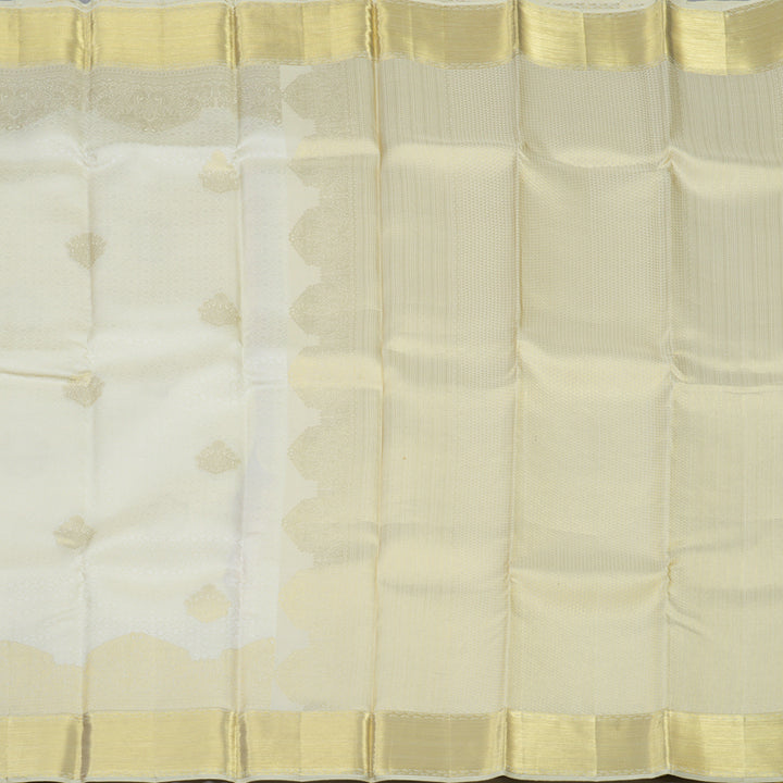 Hayagrivas Handloom Milk-White Kanjivaram Silk Saree KBE109D26-1