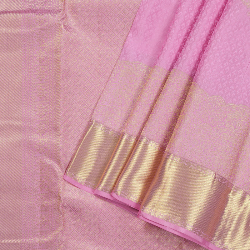 Hayagrivas Handloom Kanjivaram silk saree in elegant  Baby pink KBE109D26-6