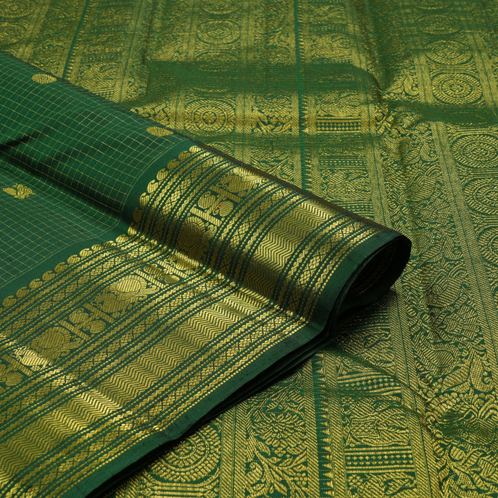 Hayagrivas Bottle Green Handloom Kanjivaram Silk Saree KBE10D10-1