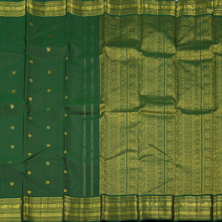 Hayagrivas Bottle Green Handloom Kanjivaram Silk Saree KBE10D10-1