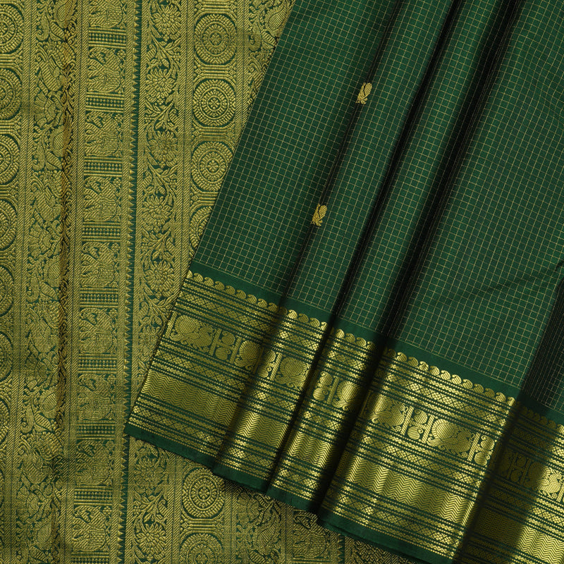Hayagrivas Bottle Green Handloom Kanjivaram Silk Saree KBE10D10-1