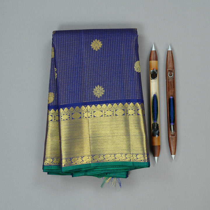 Hayagrivas Dark Blue Handloom Kanjivaram Silk Saree KBE10D10-2