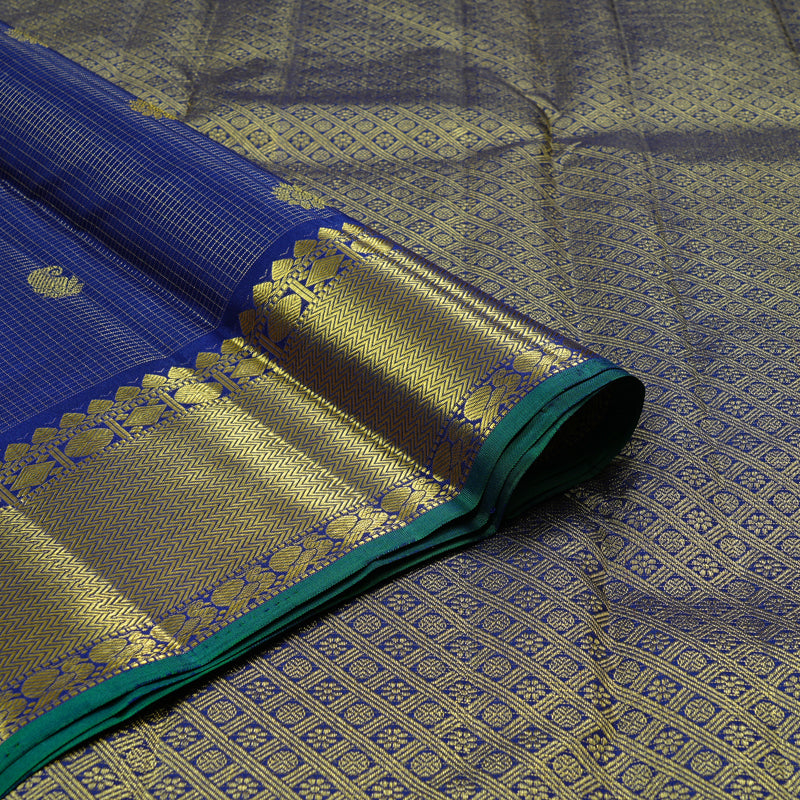 Hayagrivas Dark Blue Handloom Kanjivaram Silk Saree KBE10D10-2