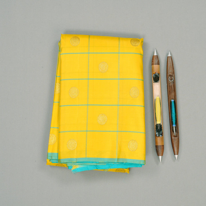 Hayagrivas Lemon Yellow Handloom Kanjivaram Silk Saree KBE10D13-3