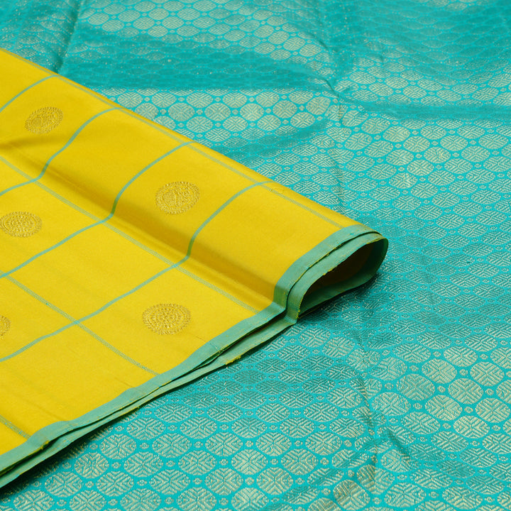 Hayagrivas Lemon Yellow Handloom Kanjivaram Silk Saree KBE10D13-3