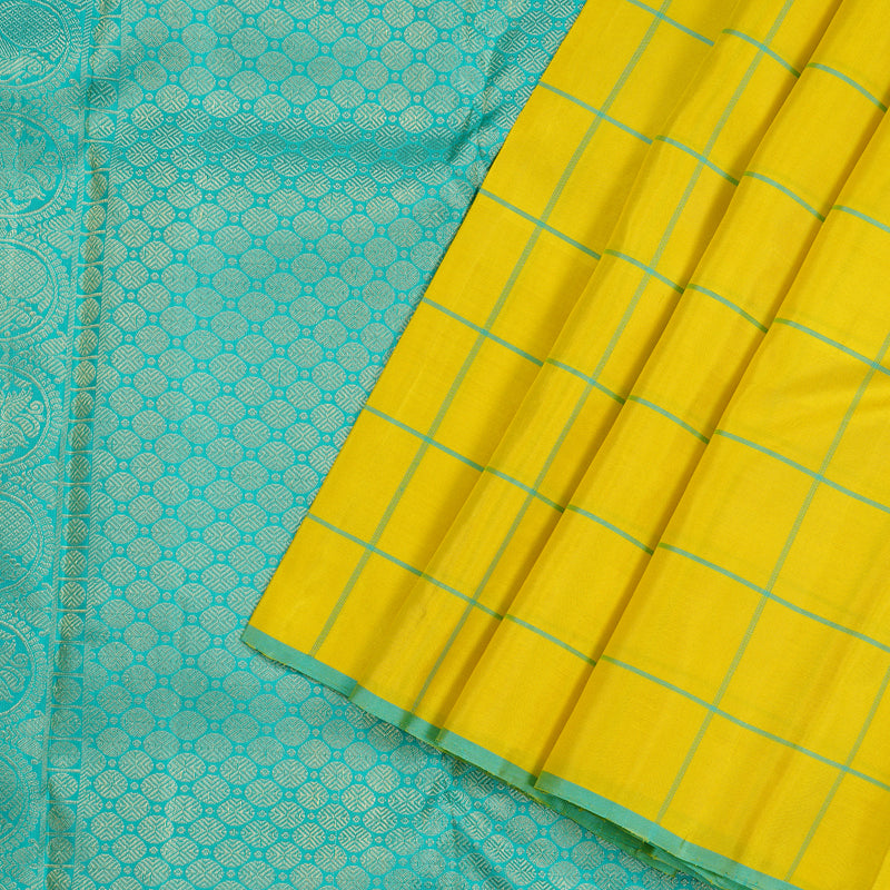 Hayagrivas Lemon Yellow Handloom Kanjivaram Silk Saree KBE10D13-3