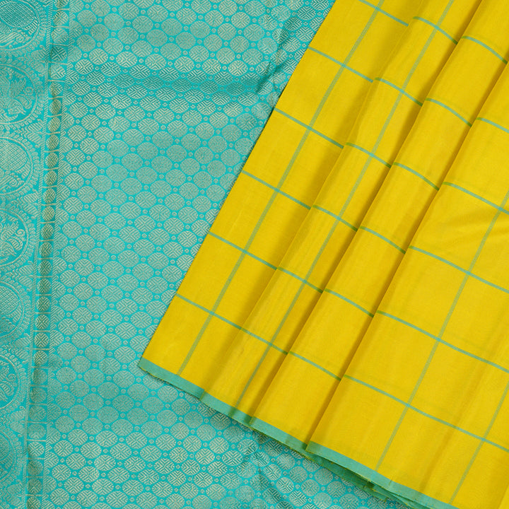 Hayagrivas Lemon Yellow Handloom Kanjivaram Silk Saree KBE10D13-3