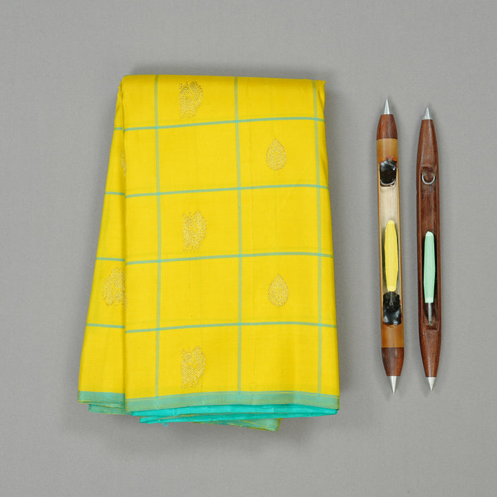 Hayagrivas Lemon Yellow Handloom Kanjivaram Silk Saree KBE10D13-6