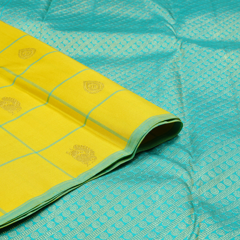 Hayagrivas Lemon Yellow Handloom Kanjivaram Silk Saree KBE10D13-6