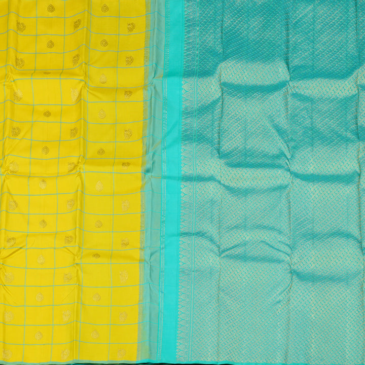Hayagrivas Lemon Yellow Handloom Kanjivaram Silk Saree KBE10D13-6