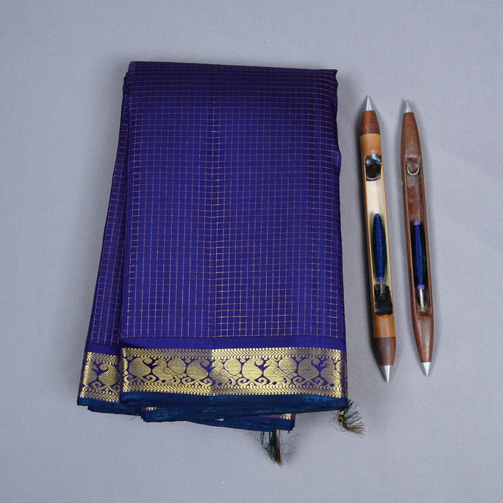 Hayagrivas Handloom Kanjivaram Silk Saree in Majestic Dark Blue KBE10D14-1