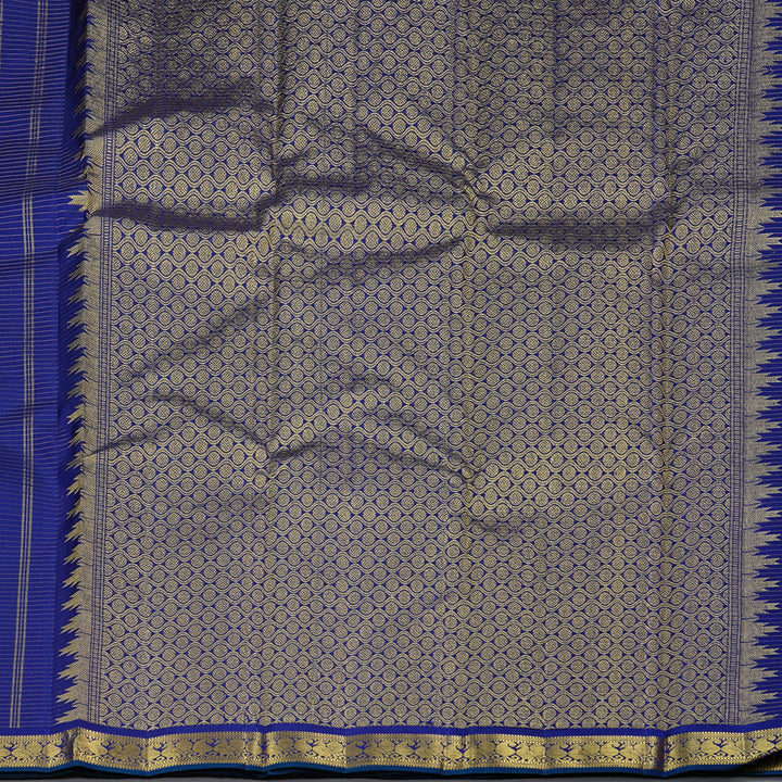 Hayagrivas Handloom Kanjivaram Silk Saree in Majestic Dark Blue KBE10D14-1