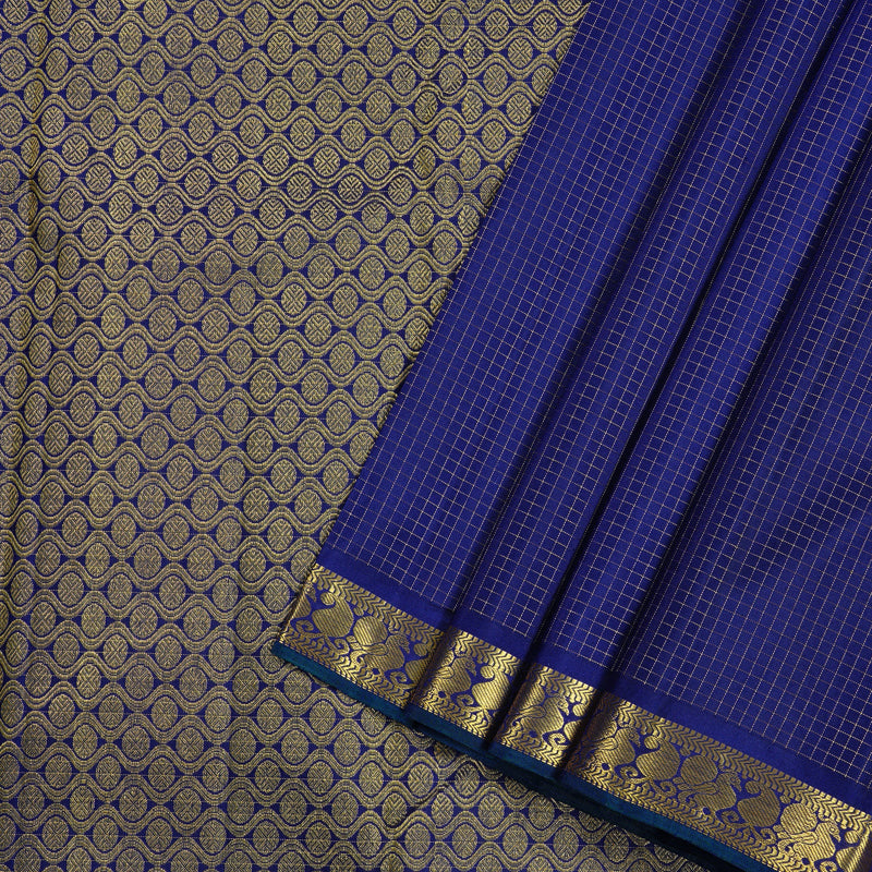 Hayagrivas Handloom Kanjivaram Silk Saree in Majestic Dark Blue KBE10D14-1