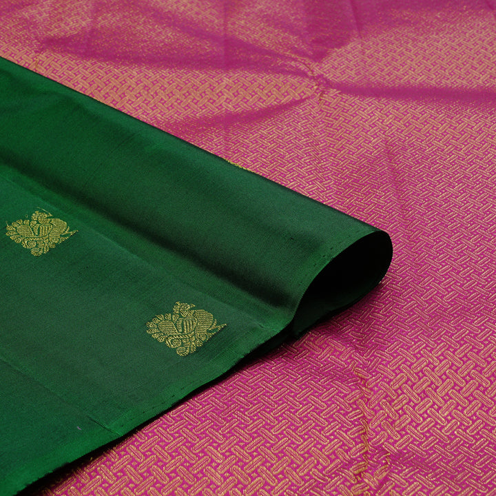 Hayagrivas Handloom Kanjivaram Silk Saree in Captivating Bottle Green KBE10D16-1