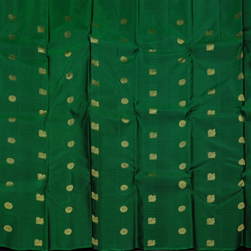 Hayagrivas Handloom Kanjivaram Silk Saree in Captivating Bottle Green KBE10D16-1