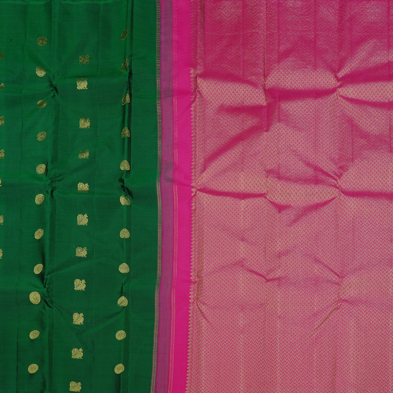Hayagrivas Handloom Kanjivaram Silk Saree in Captivating Bottle Green KBE10D16-1