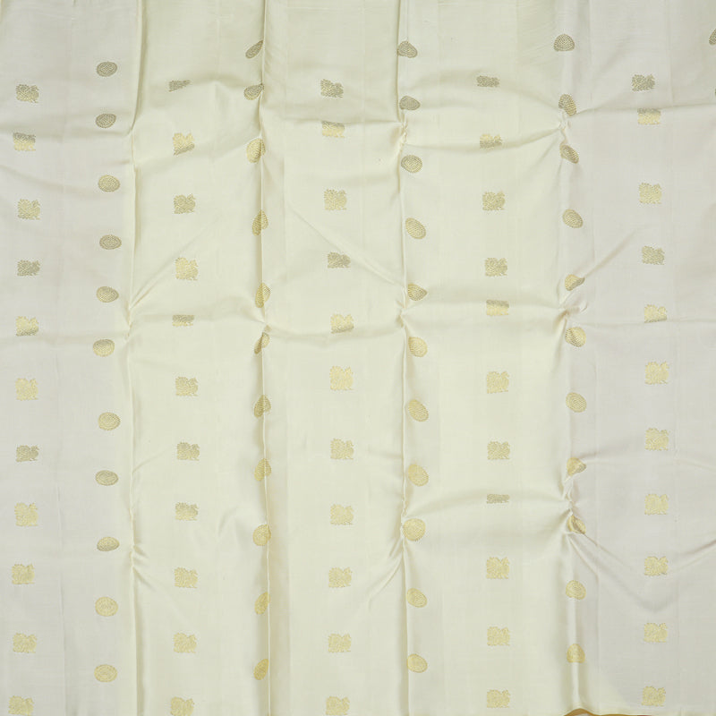 Hayagrivas Handloom Kanjivaram Silk Saree in Ethereal Half White KBE10D16-2