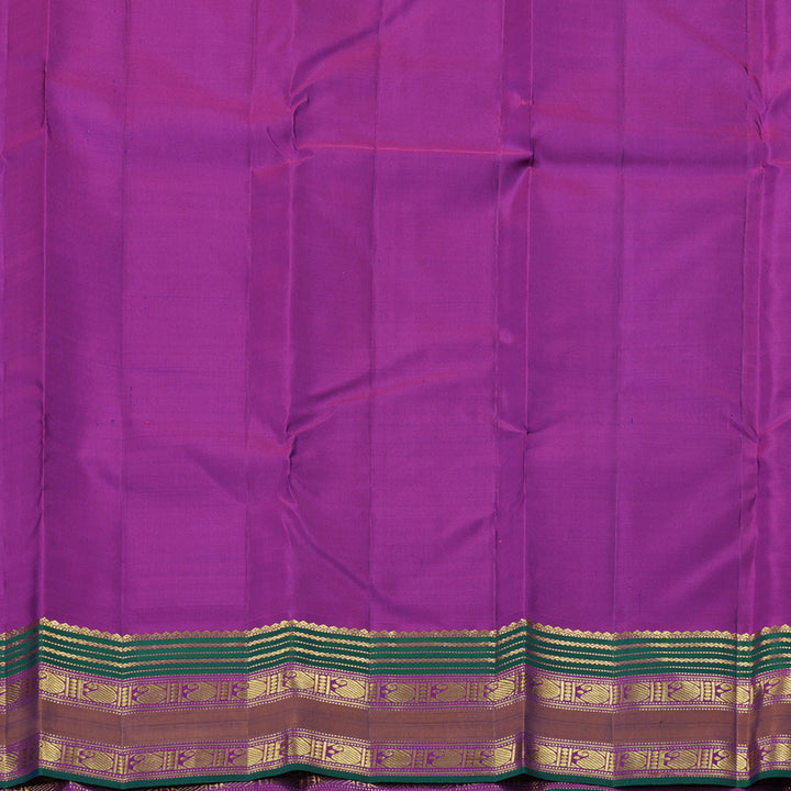 Hayagrivas Dark Blue Handloom Kanjivaram Silk Saree with Purple Border KBE10D18-1