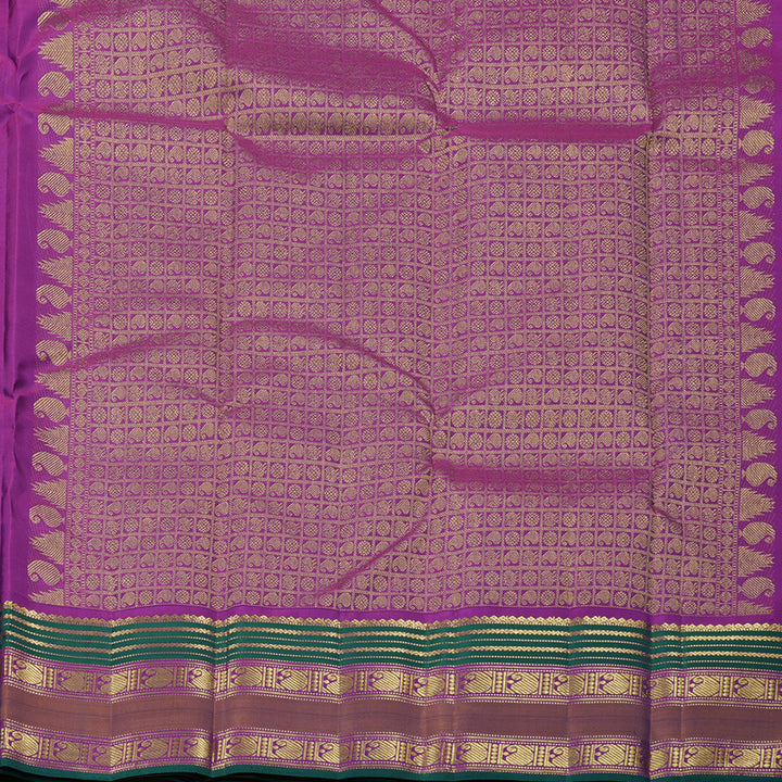 Hayagrivas Dark Blue Handloom Kanjivaram Silk Saree with Purple Border KBE10D18-1