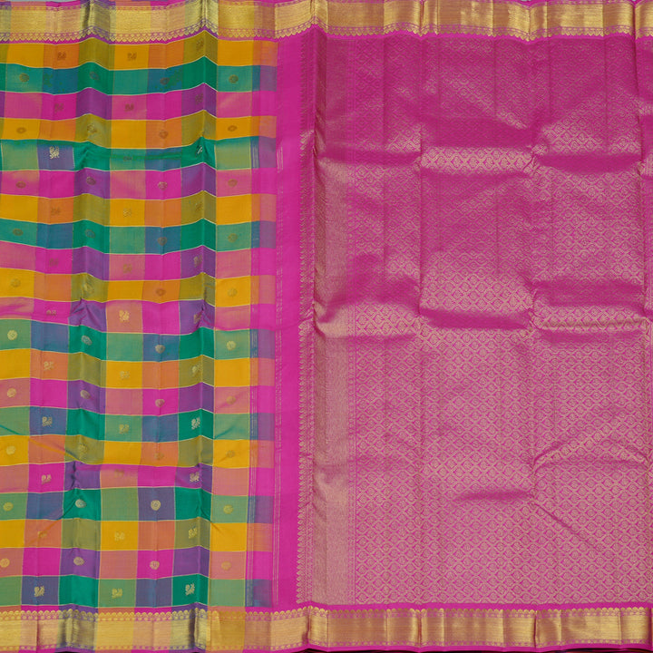 Hayagrivas Handloom Kanjivaram Silk Saree in Radiant Multicolour Checks KBE10D19-5