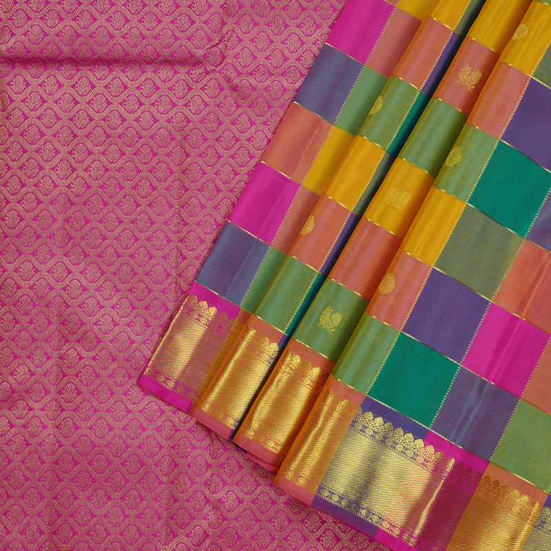 Hayagrivas Handloom Kanjivaram Silk Saree in Radiant Multicolour Checks KBE10D19-5