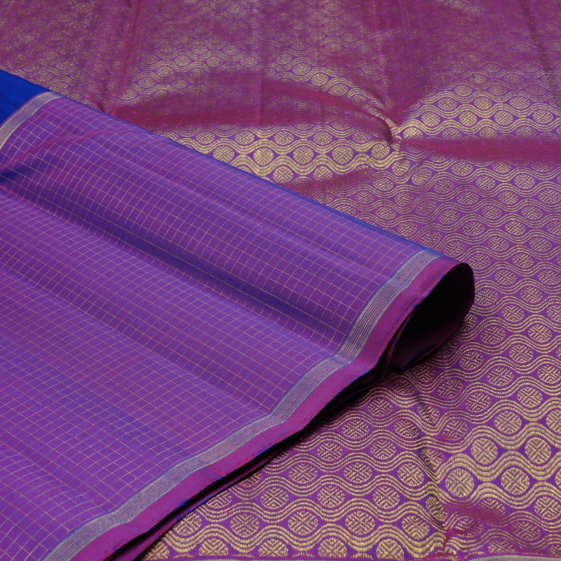 Hayagrivas Blue Handloom Kanjivaram Silk Saree with Purple Border KBE10D22-2