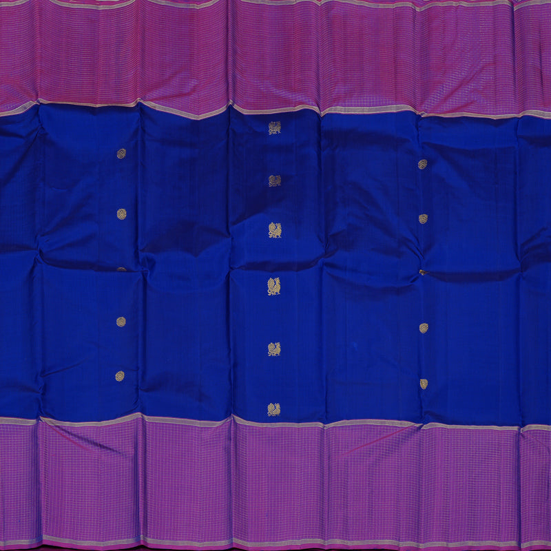 Hayagrivas Blue Handloom Kanjivaram Silk Saree with Purple Border KBE10D22-2