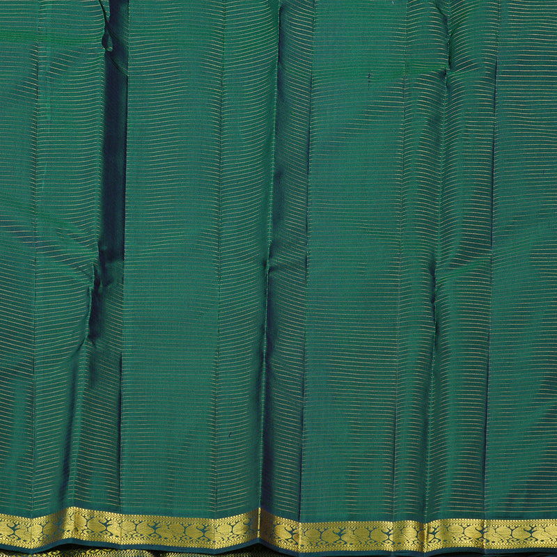 Hayagrivas Handloom Kanjivaram Silk Saree in an Inviting Peacock Green KBE10D23-1