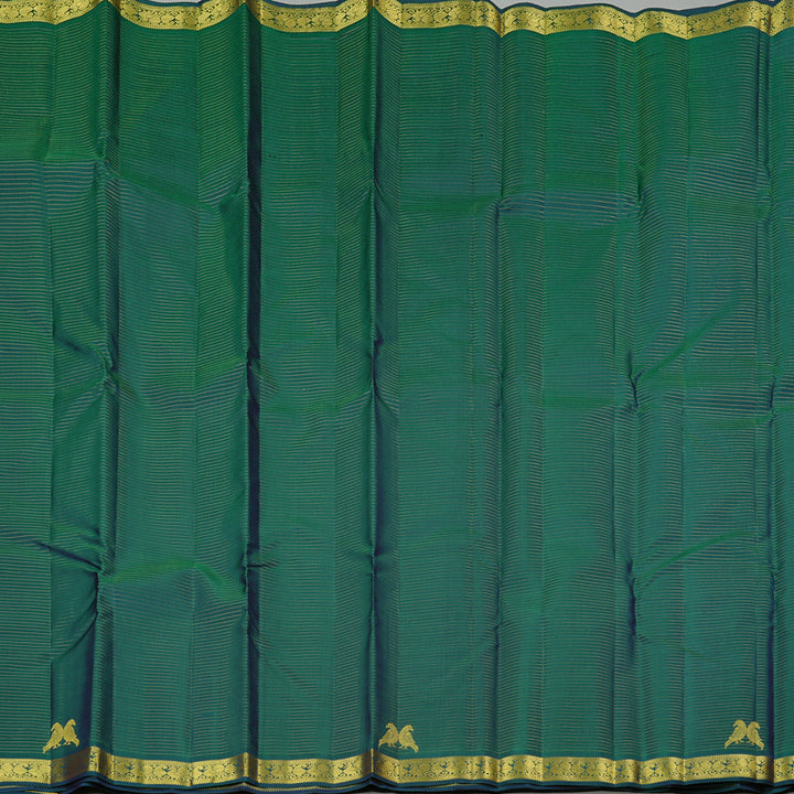 Hayagrivas Handloom Kanjivaram Silk Saree in an Inviting Peacock Green KBE10D23-1