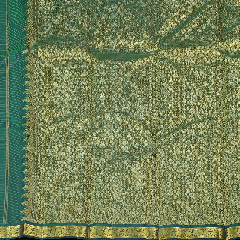 Hayagrivas Handloom Kanjivaram Silk Saree in an Inviting Peacock Green KBE10D23-1