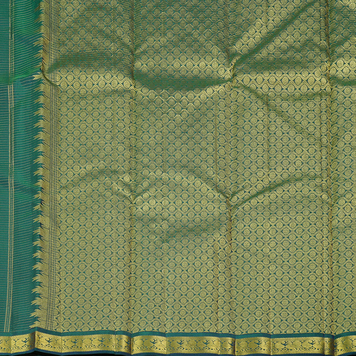 Hayagrivas Handloom Kanjivaram Silk Saree in an Inviting Peacock Green KBE10D23-1