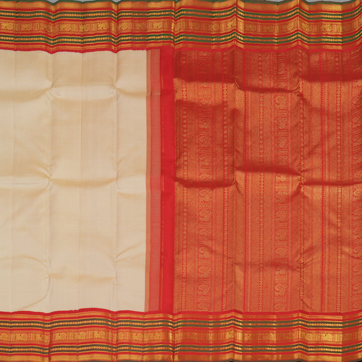 Hayagrivas Sandal Handloom Kanjivaram Silk Saree with Red Border KBE10D24-2