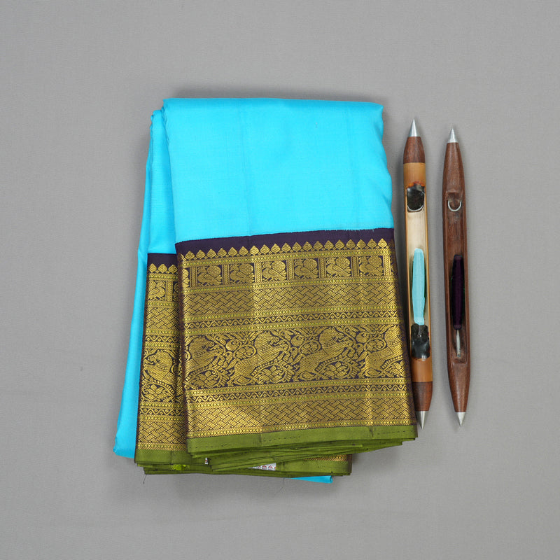 Hayagrivas Handloom Pure Kanjivaram Silk Saree in Enchanting Sky Blue KBE10D24-5