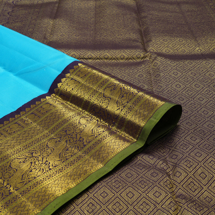 Hayagrivas Handloom Pure Kanjivaram Silk Saree in Enchanting Sky Blue KBE10D24-5