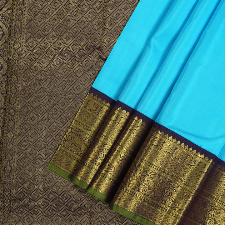 Hayagrivas Handloom Pure Kanjivaram Silk Saree in Enchanting Sky Blue KBE10D24-5