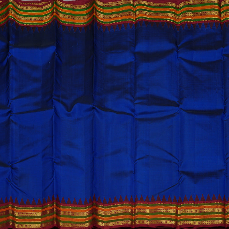 Hayagrivas Blue Handloom Kanjivaram Silk Saree with Dark Maroon Border KBE10D26-2