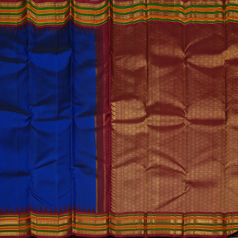Hayagrivas Blue Handloom Kanjivaram Silk Saree with Dark Maroon Border KBE10D26-2